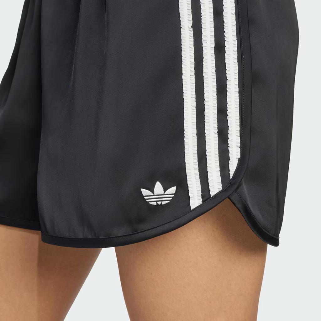 Adidas Originals Striped Logo Elastic Waist Casual Shorts Women shorts Black KC8816