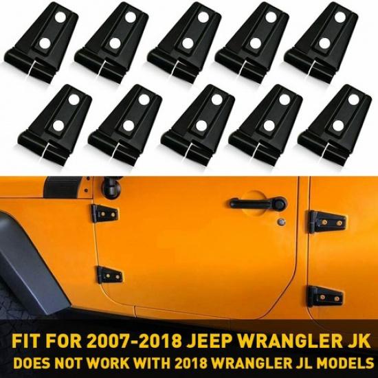 

10PCS Hood & Door Hinge Cover For 2007-2018 Jeep Wrangler JK Black Accessories