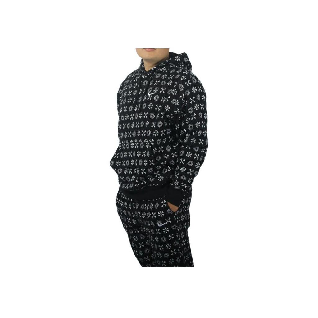Nike Solid Color Pocket Hoodie With All Over Logo Print Men hoodies Black FJ1635-011