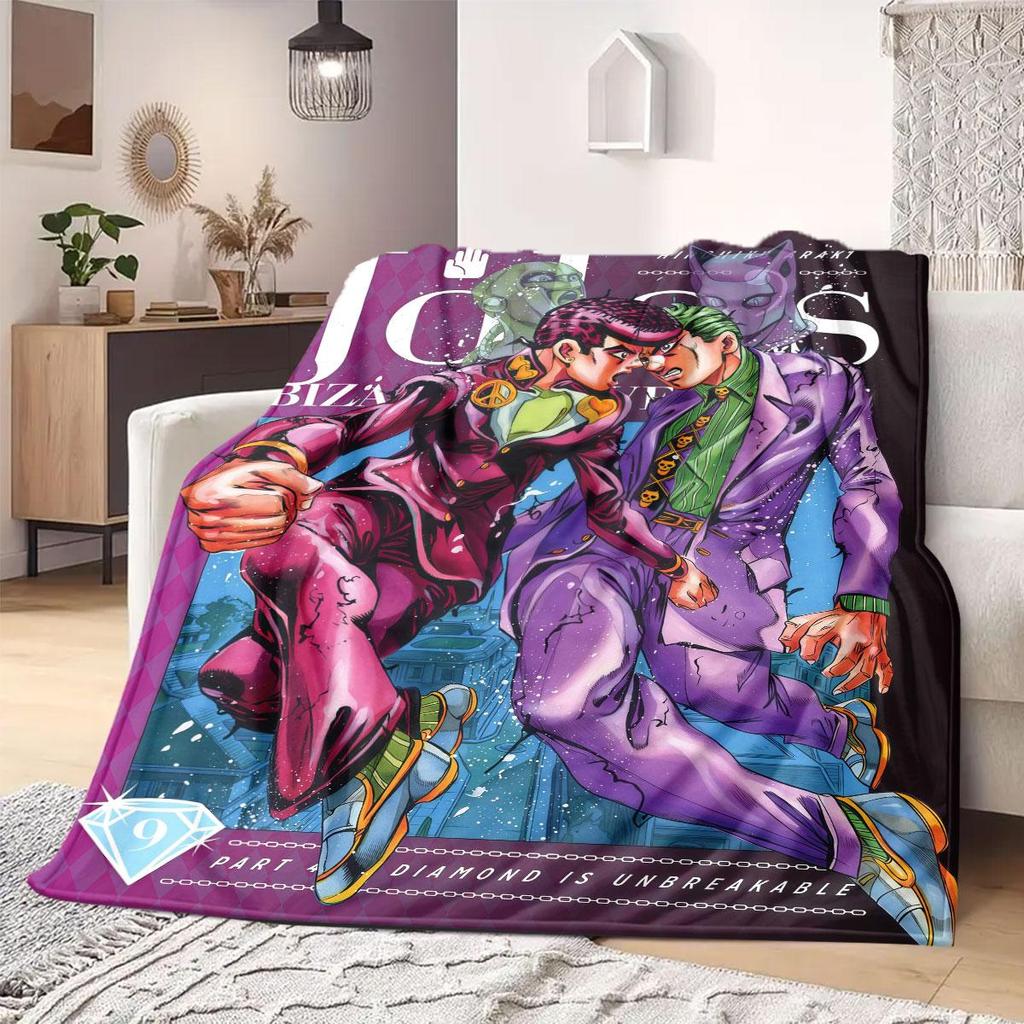 JOJO anime Flannel Blanket Warm,Comfortable,Suitable for Bedrooms,Sofas,Beds,Chairs,Picnics,Travel