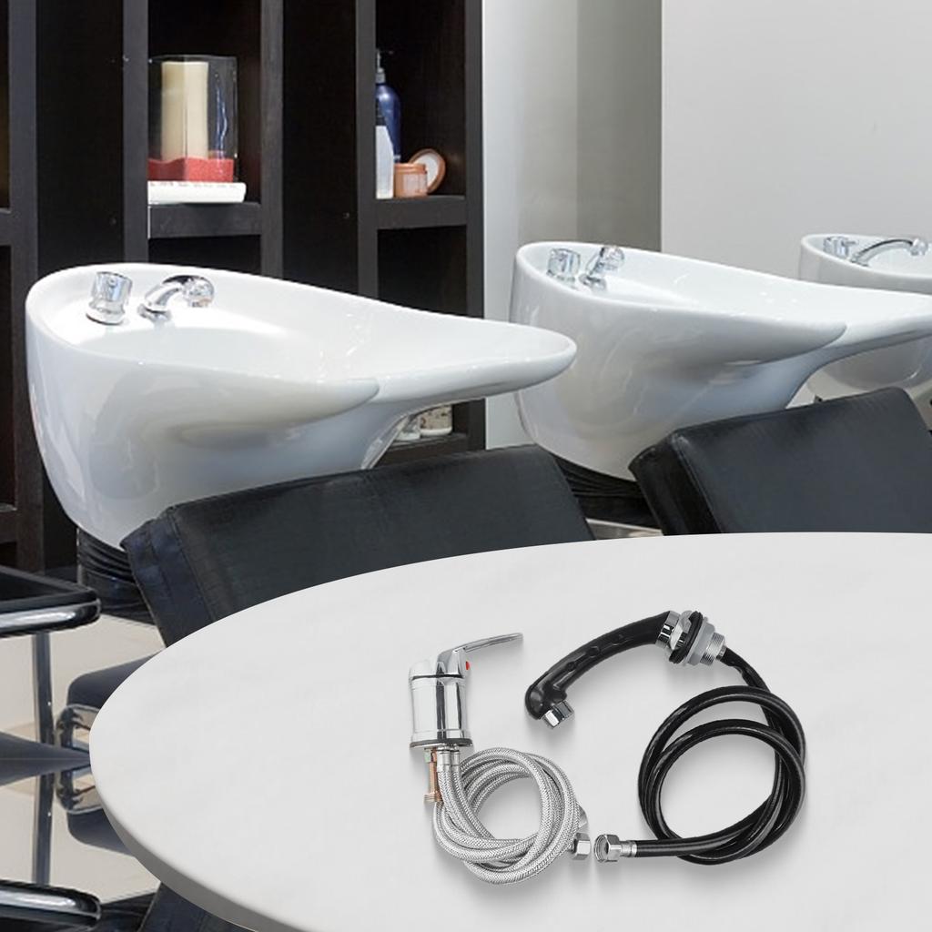 Chromowany Jednouchwytowy Prysznic Ręczny Z Wężem Salon Fryzjerski Kompletny Chromowany Montaż Zwiększony Zasięg Wężyk Tkaninowy