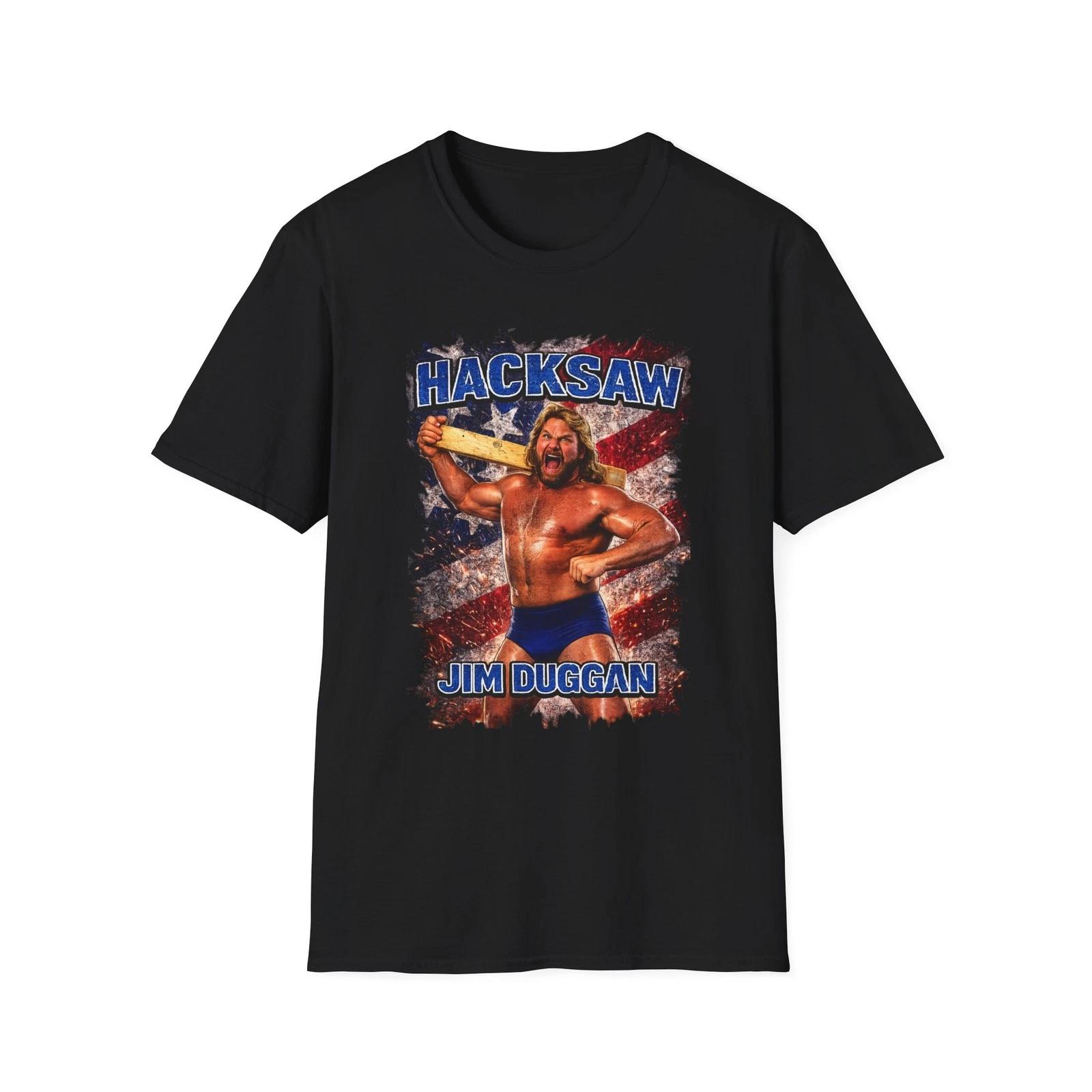 Hacksaw Jim Duggan wrestling graphic T-Shirt | Retro patriotic design S