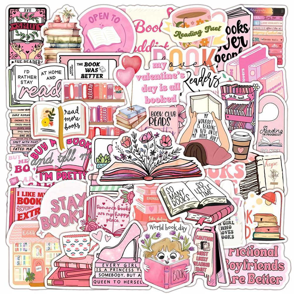 50PCS Funny Bookish Stickers Book Reading Cartoon Decals Toys Waterproof DIY Stationery Scrapbooking Phone Decoration Sticker