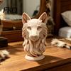 Wildtier Kopf Skulptur 3D Gedruckte Wolf Figur, Realistische Statue mit Runder Basis, für Heim Büro Bücherregal Dekor Dekoration