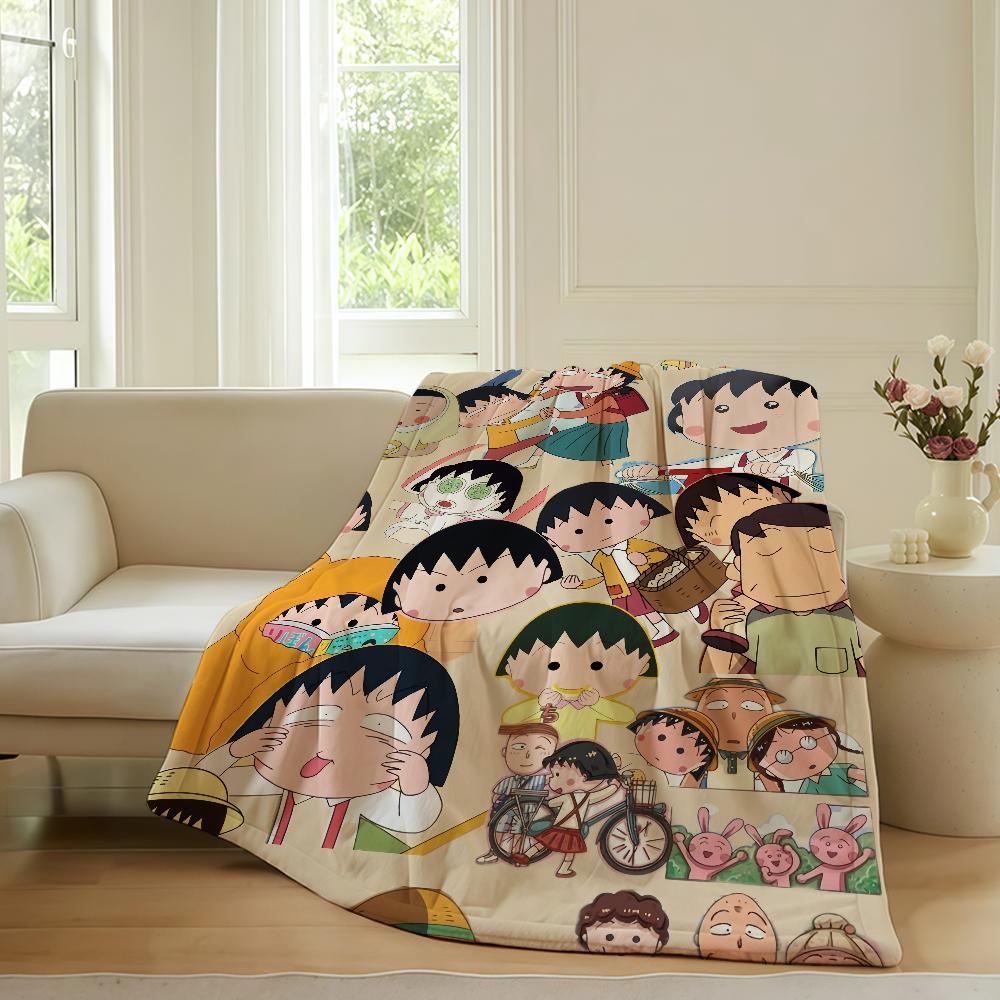 Cartoon C-Chibi Maruko-chan Blanket Warm Soft Suitable For Bedroom Sofa Bed Living Room Office Travel Camping Gifts