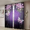 2 Pieces, Beautiful Purple Mysterious Butterfly Curtains - Rod Pockets - Living Room, Bedroom and Other Home Decorations