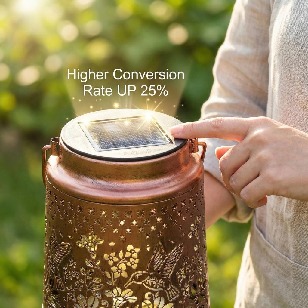 Solar Metal Hollow Hanging Light Balcony Garden Outdoor Decor Lamp