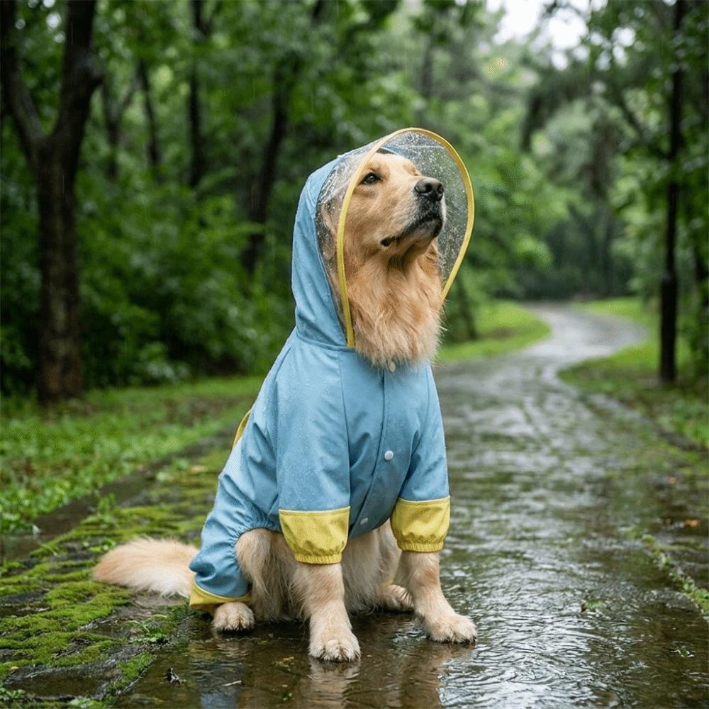 Waterproof Dog Hooded Raincoat Windproof Four-legged Raincoat Dog Rain Cloak Small Medium Dog