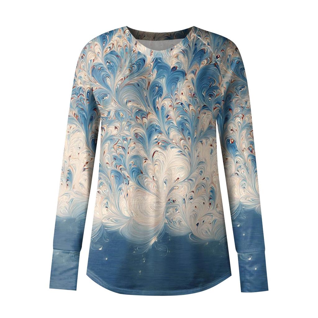 Dame Oversized Genser Grafisk Genser Langermet Drop Shoulder Rund Hals Topper Vintage Klær