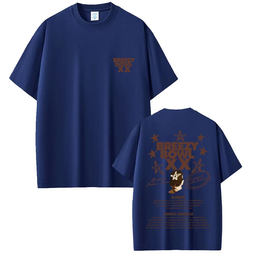 Summer Fashion Trendy Tee Men Women Vintage Top Rapper Chris Brown Breezy Bowl XX Tour 2026 Graphic T-shirt Cott0on Casual Tshirts