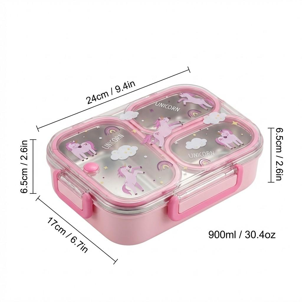 

900ML 304 Stainless Steel Lunch Box With Compartment Divided Bento Box For Kids Students Portable Sealed Food Container Heatable