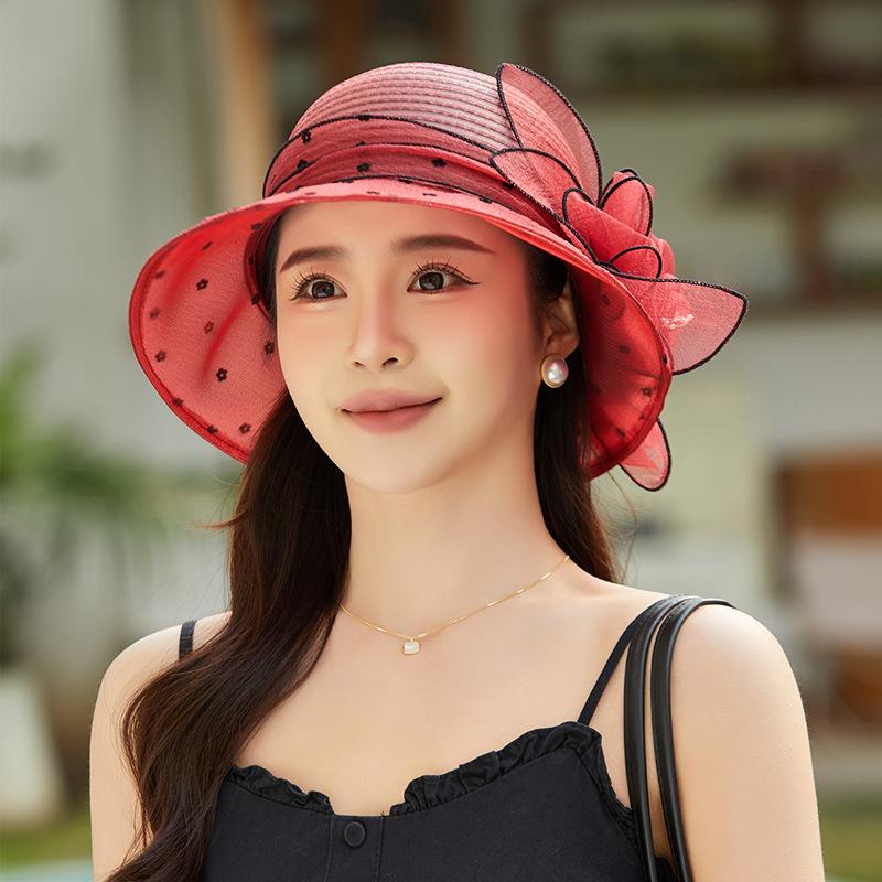 New Hat Women's Summer Fashion Versatile Daisy Retro Organza Small Edge Wind Anti-sun Hat Sun Hat
