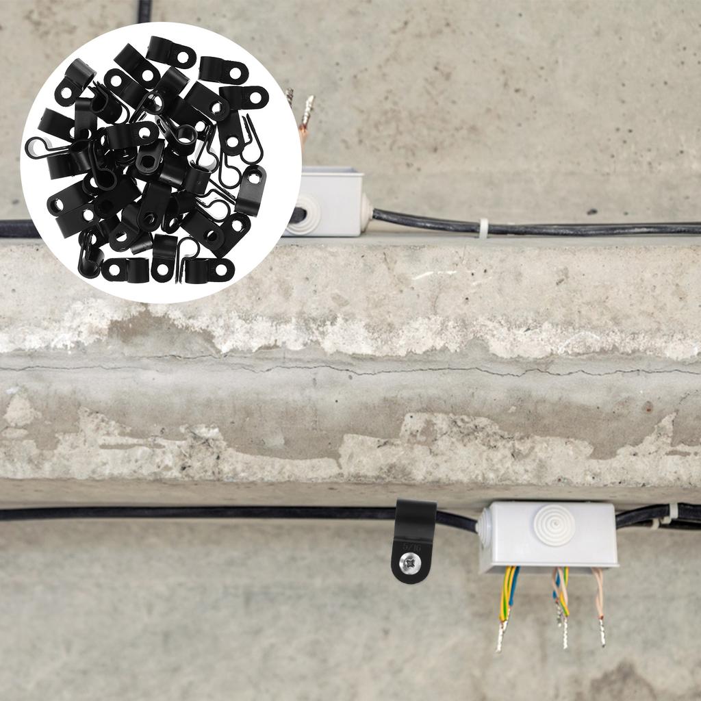 100 Peças Organizadores de Cabos de Nylon Tipo R com Clipe para Cabos, Suportes para Cabos, Clips de Montagem Autoperfurantes, Clips de Gerenciamento, Cabo Telefônico, Viagem