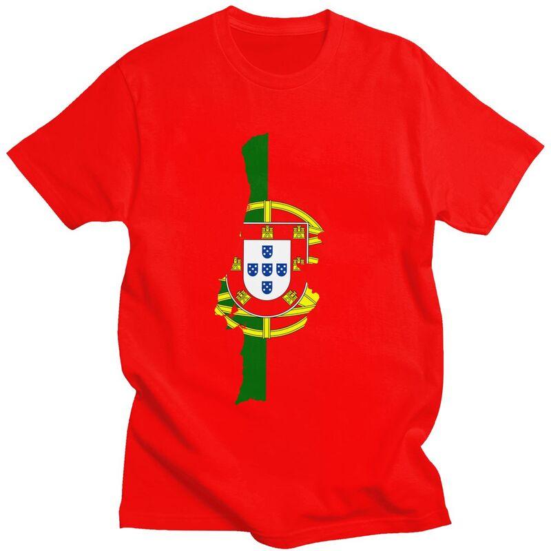 Custom Portugal Map Flag Tshirts for Men Short Sleeves Casual T Shirt Tshirt Slim Fit Pure Cotton Tees Gift Idea
