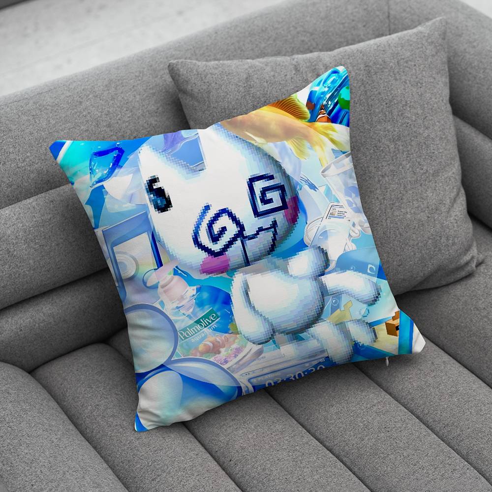 Frutiger Aero Art Pillow Case Antidustmite Pillowcase Invisible zipper silky short plush Sofa cushion cover