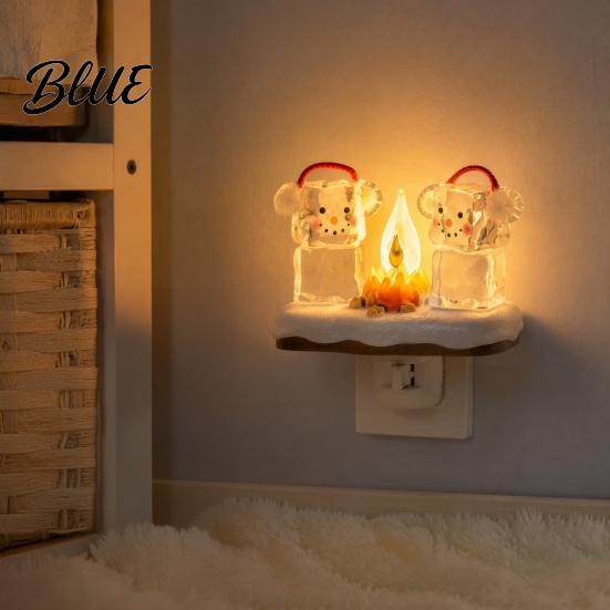 Niedliches Harz Weihnachtsgeschenk Nachtlicht Weihnachtsmann Oma Lagerfeuer LED Lampe Raumakzente für Schlafzimmer Stecker-in Festliche Ambientbeleuchtung Zuhause
