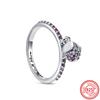 Original 925 Sterling Silver Ring Love Heart Pave CZ Crystal Stackable Rings for Women Wedding Engagement Birthday Gift Jewelry