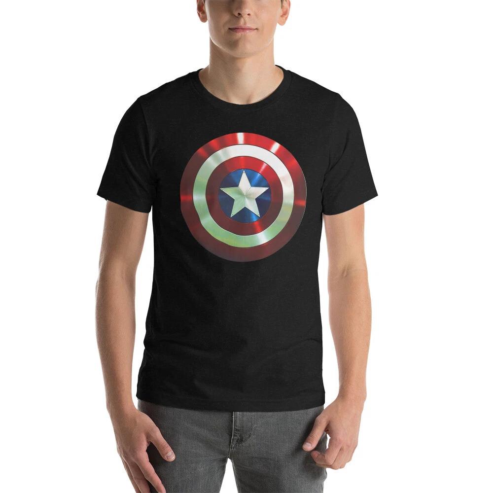 CAPTAIN AWESOME STAR SHINY METAL SHIELD ACTION MOVIE Short-Sleeve Unisex T-Shirt M