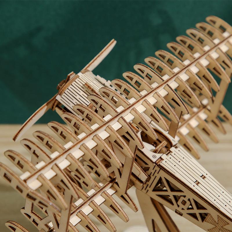 Cross-border Manufacturers New Aircraft 3D Three-dimensional Puzzle Wooden Toys Puzzle Assembled Toys DIY Creative Ornaments