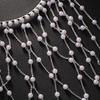 Long Tassel Bridal Hair Chain Imitation Pearl Tassel Headband  Special Occasions