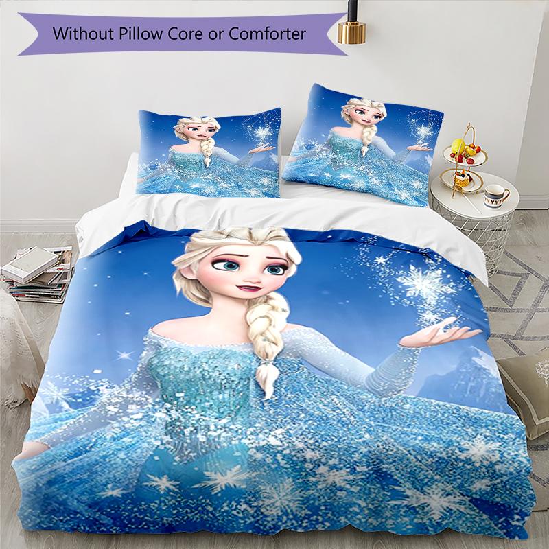 3pcs Elsa Bedding Set Duvet Cover Closure Includes 1 Duvet Cover & 2 Pillowcases, Soft and Comfortable for All Seasons.