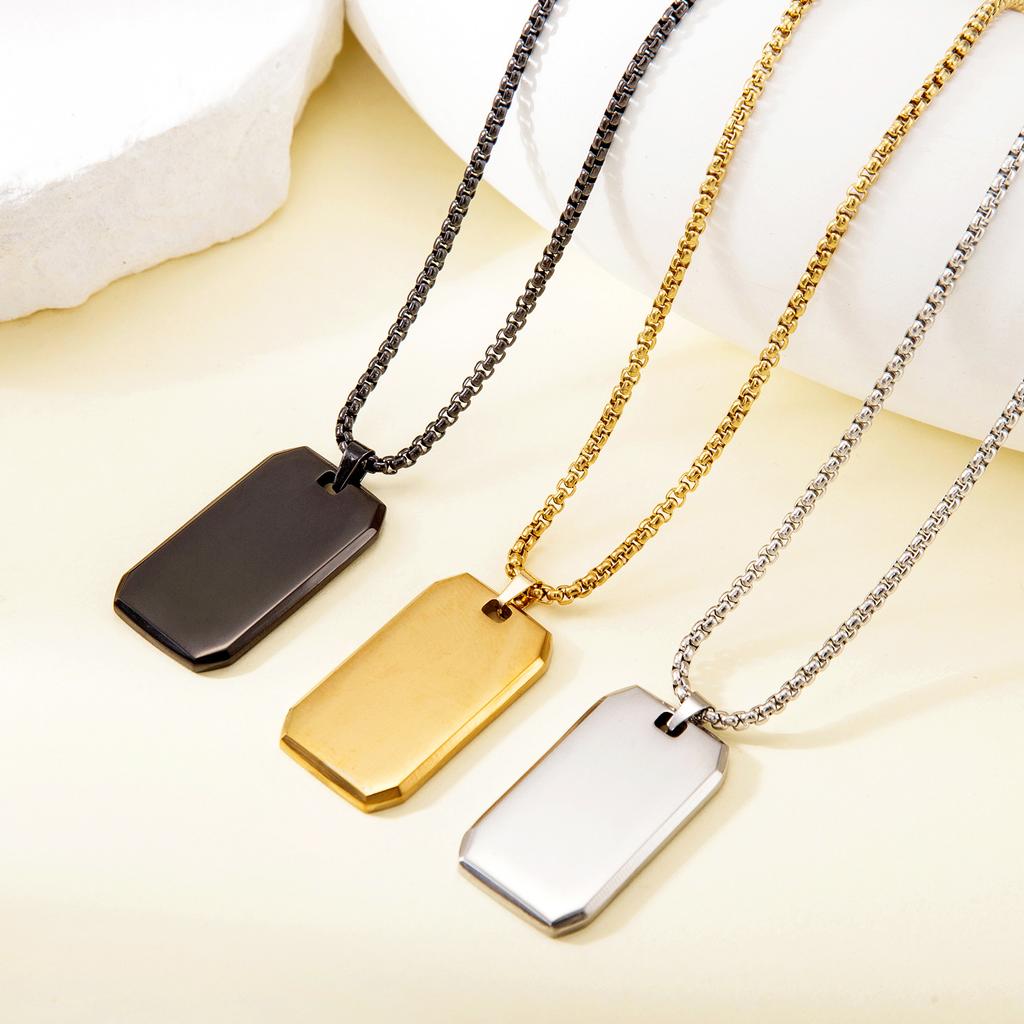 Glossy Military Brand Pendant European and American Men's Tag Necklace Accessories Long Chain