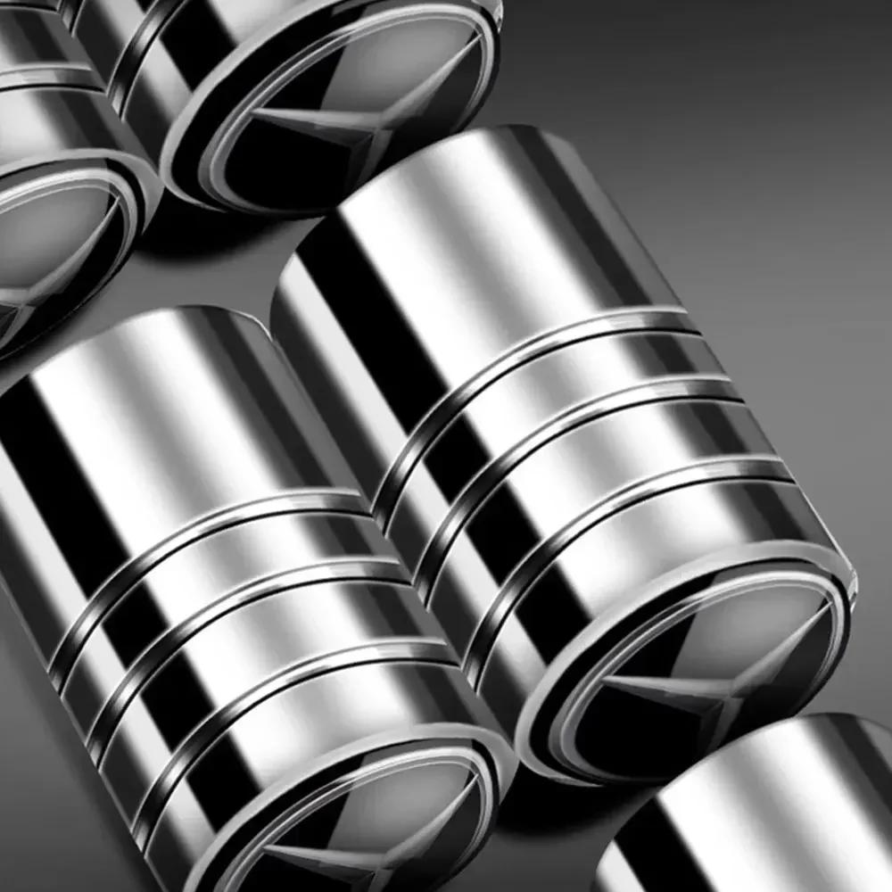 C200 E200 Ny 2025 För Mercedes Benz 4st Metallpläterade Bil Lastbil Cykel Däckventilkorkar Fälgstam Kapslar Ventiler För Mercedes Benz