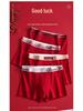 Wine Red Pure Cotton Men's Boxer Briefs - Year of the Rat Wedding Style for Teens