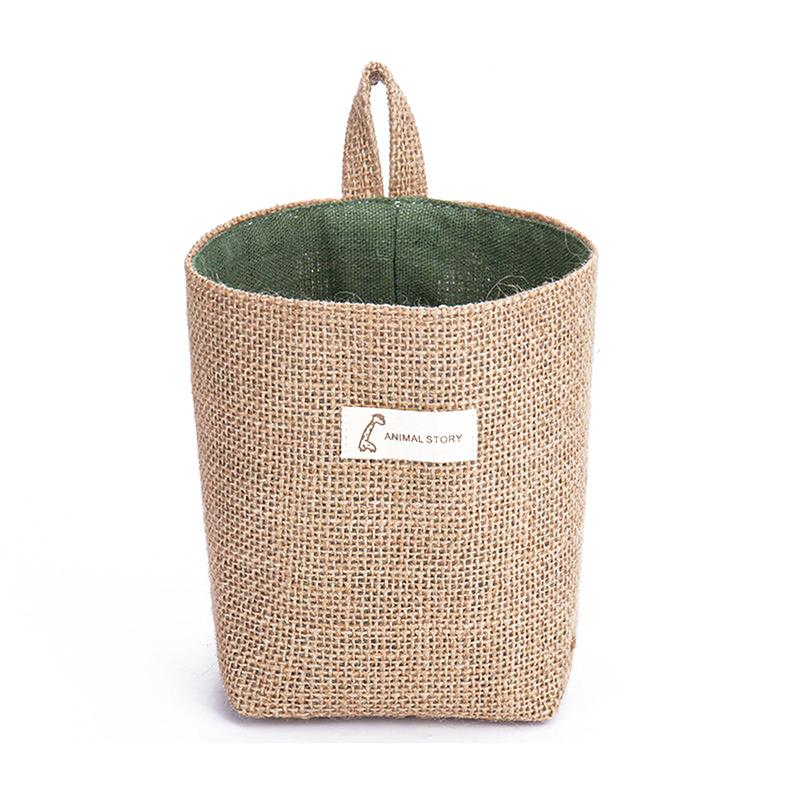 1pcs Home Decor Stripe Hanging Pocket Small Sack Sundries Organizer Cosmetic Organiser Cotton Linen Storage Bag Storage Baskets