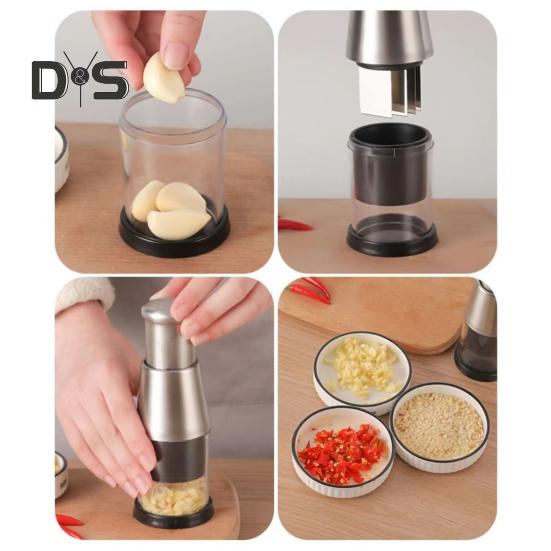 Garlic Press Stainless Steel Manual Garlic Crusher Chopper Mincer Efficient Onion Cutter for Nut Potato Tomato Time-Saving Kitchen Tool