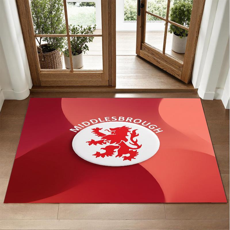Middlesbrough FC Design Crystal Velvet Rug Soft Decorative Mat for Bedroom Entrance