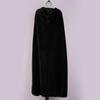 Velvet Ankle Length Cloak Cape With Hood Gothic Fancy Dress Medieval Robe Costume - Black