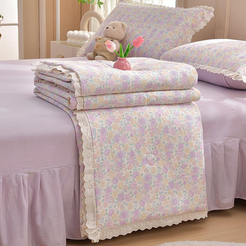 2026 Pure Cotton Double Gauze Lace Bed Skirt Summer Quilt: Cool Air Conditioning Four-Piece Set