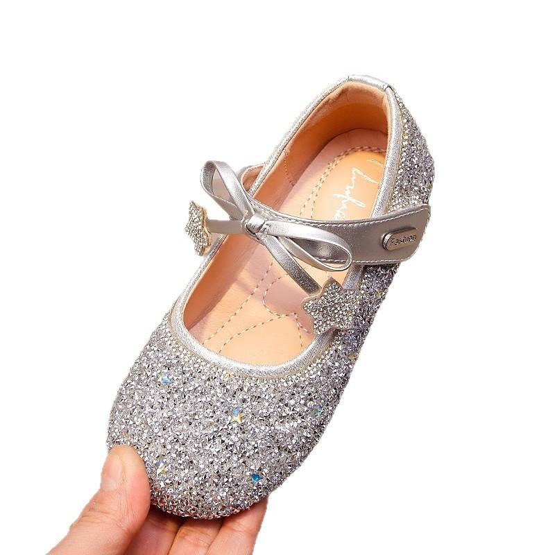 Youth Style Shoes Girls Princess Flat Shoes Formal Dress-Up Events Soft Sole PU Leather Slip-On With Pink