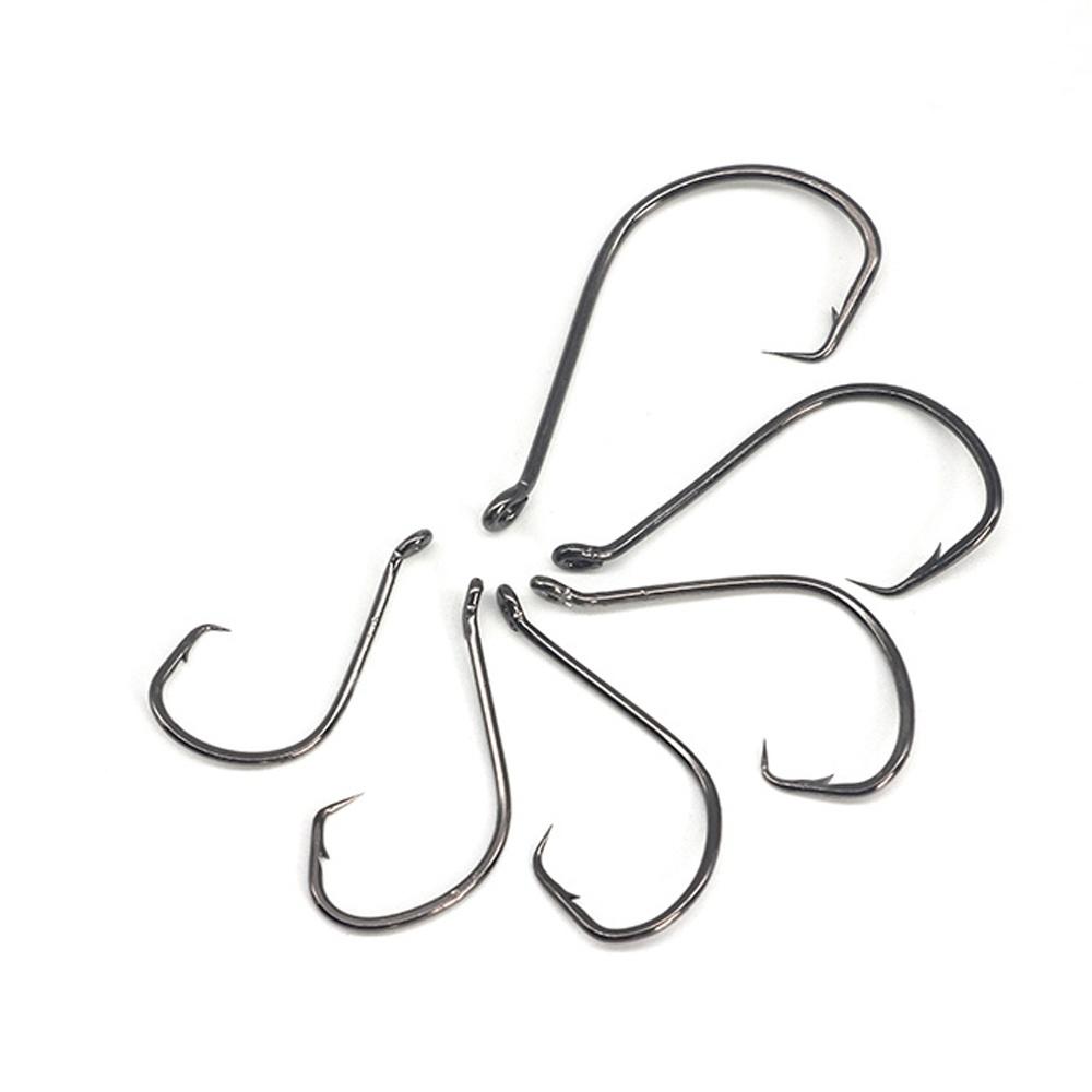 50pcs Octopus Fishing Hook High-carbon Steel Fishhooks Saltwater Bass Black Offset Octopus Sea Fishing Beak Bait Tackle Circle Hooks - Sharp Barbed