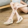 Linen Espadrille Women's Wedge Sandals Ankle Strap Breathable Lightweight Summer Footwear Female Roman Fashion Sandals Size 34