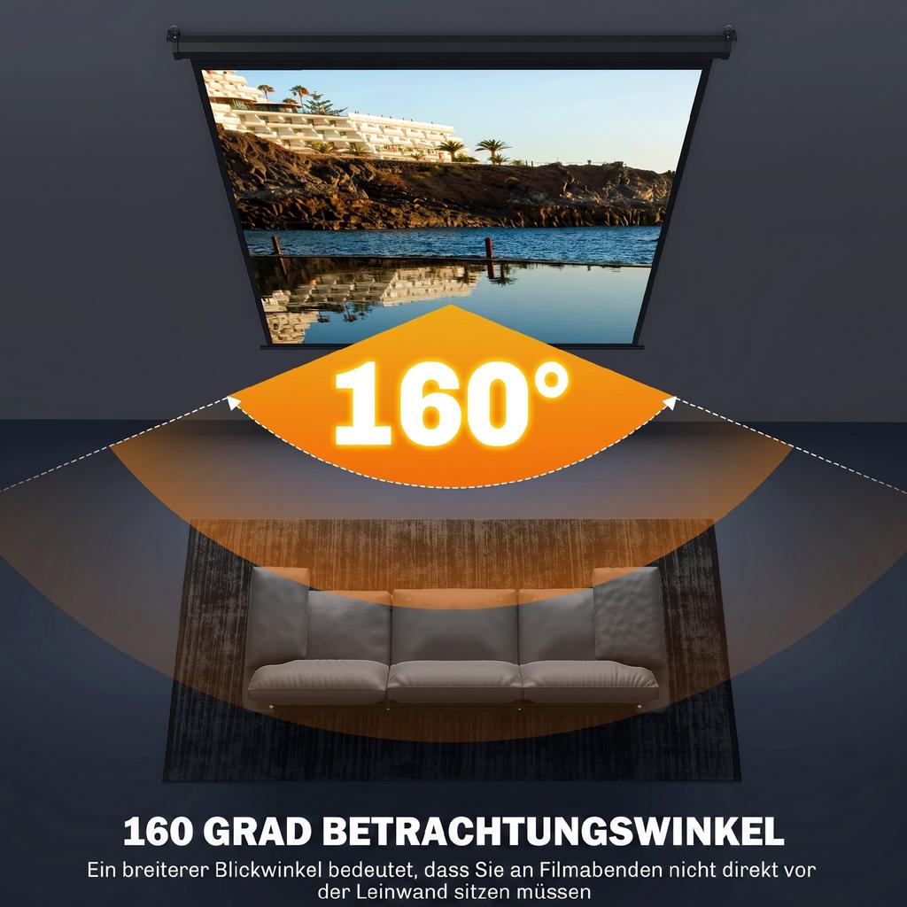 Projector Screen 178 x 178 cm 99 Inch 1:1 HD 4K Projection Screen for Home Cinema Office Presentations