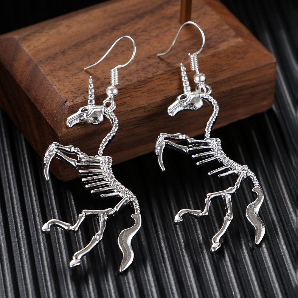New Wedding Party Lady Women Gift Skeleton Drop Earrings Horse Pendant Novel Dangle Earrings