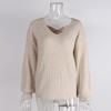 European & American V-neck Bowknot Sweater - Women's Casual Autumn/Winter Long Sleeve Loose Top