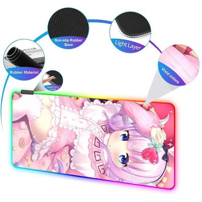 Game RGB Backlit ACG Mouse Pad Maidragon Mouse Mat Anime Tohru LED Large Mouse Pad Non-Slip Keyboard Mat Gamer Accessories