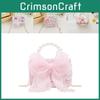 Schicke Perlen-Handtasche für Mädchen Elegantes Spitzen-Schleifen-Design Perfekt für Vorschulkinder