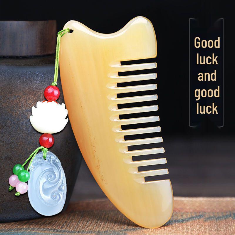 Natural Ox Horn Wide-Tooth Curly Hair Comb - Scalp Massage for Men & Women