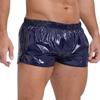 Pánské šortky s nízkým pasem, design s bočním rozparkem, jednobarevné, slim fit, lesklé trenýrky, plavky na plážovou párty u bazénu