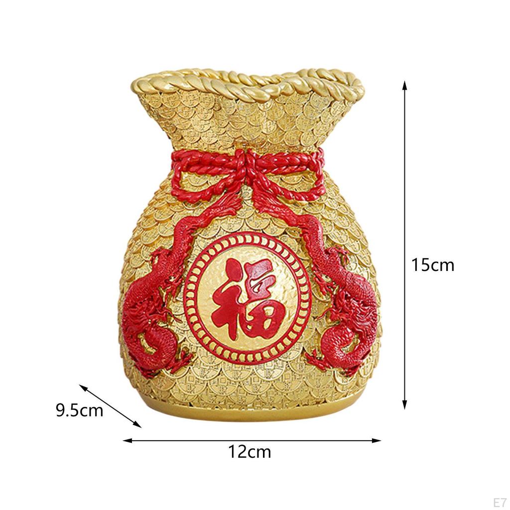 Chinese Year Feng Shui Blessing Bag Vase Decor Resin Decorative Table Decoration for
