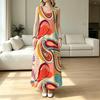 A-Line Maxi Dress Bohemian Style Loose Sleeveless Flowy Dress,Lightweight Breathable for Summer Casual Daily & Vacation,Versatile Long Dress