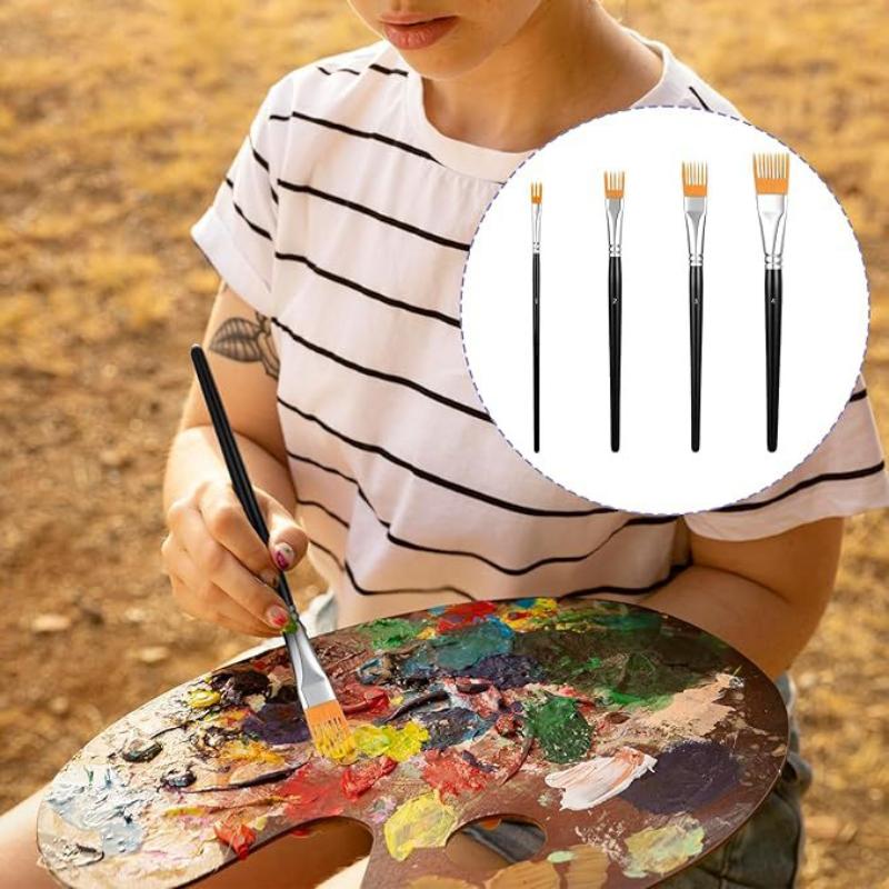 Nuovo Set di 4 Pennelli a Forma Seghettata Per Acquerello, Pittura a Olio, Pittura Digitale, Paesaggio, Foglia, Pennelli per Artisti e Studenti