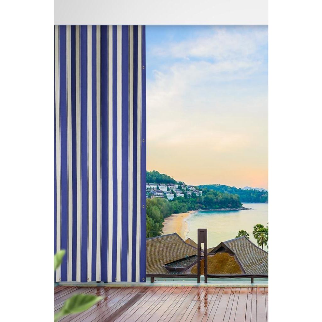 Enxboy Option mit Vogelaugen-Balkonvorhang, Balkonplane, Blau, Weiß