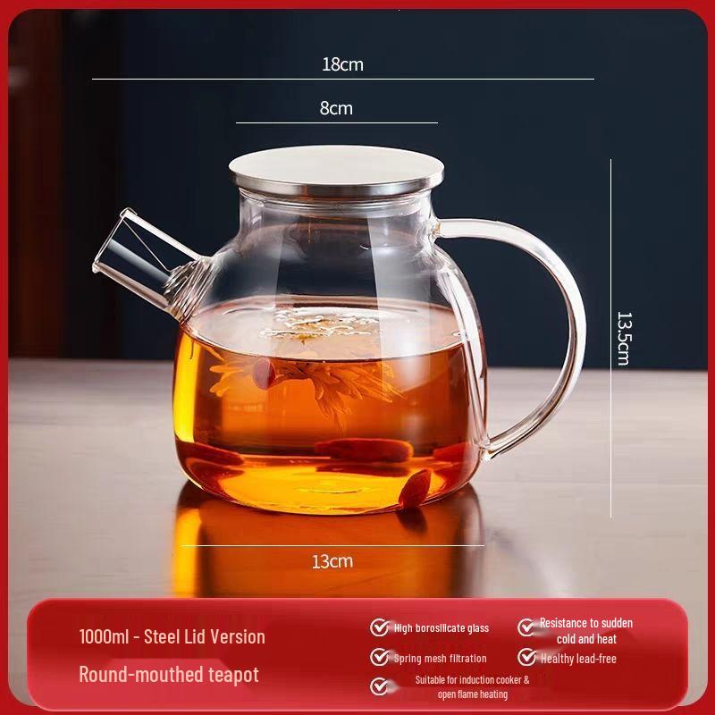 High-Temperature Resistant Borosilicate Glass Teapot for Boiling Water and Brewing Tea on Electric Ceramic Stoves