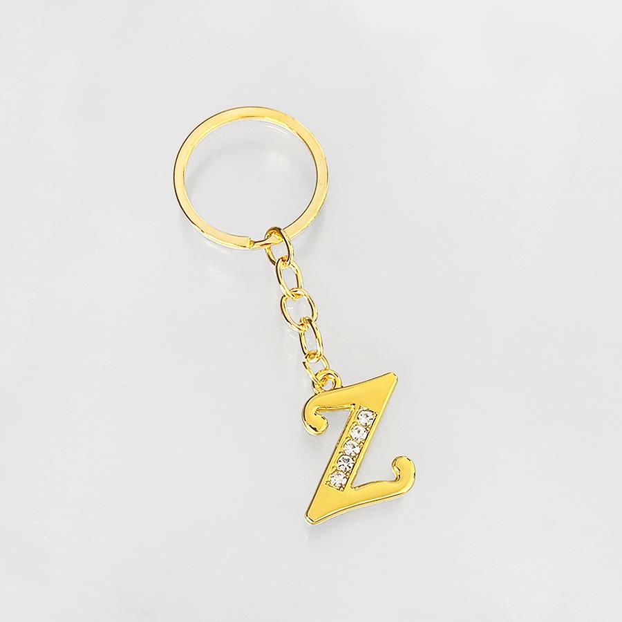 Creative Rhinestone Initials Metal Keychain – Korean Style Car Keyring Party Gift.