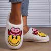 Fashion Cartoon Pattern Lovely Plush Slippers Women Indoor Warm Cozy Cotton Slippers Woman Winter Light Anti Slip Cotton Slides Ladies